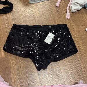 Sequin Black Micro Shorts